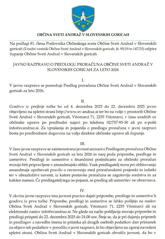 Javna razprava proračun  - 2026 1 del